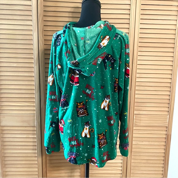 Women’s Festive Christmas Cat fleece Hoodie - Picture 2 of 3